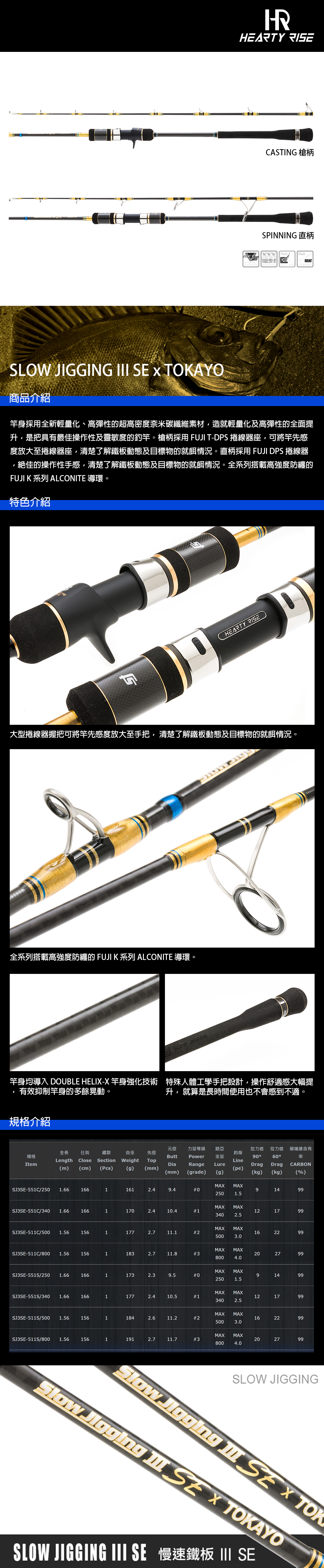 HR SLOW JIGGING III SE SJ3SE-551S/340 [船釣路亞竿] [慢速鐵板竿